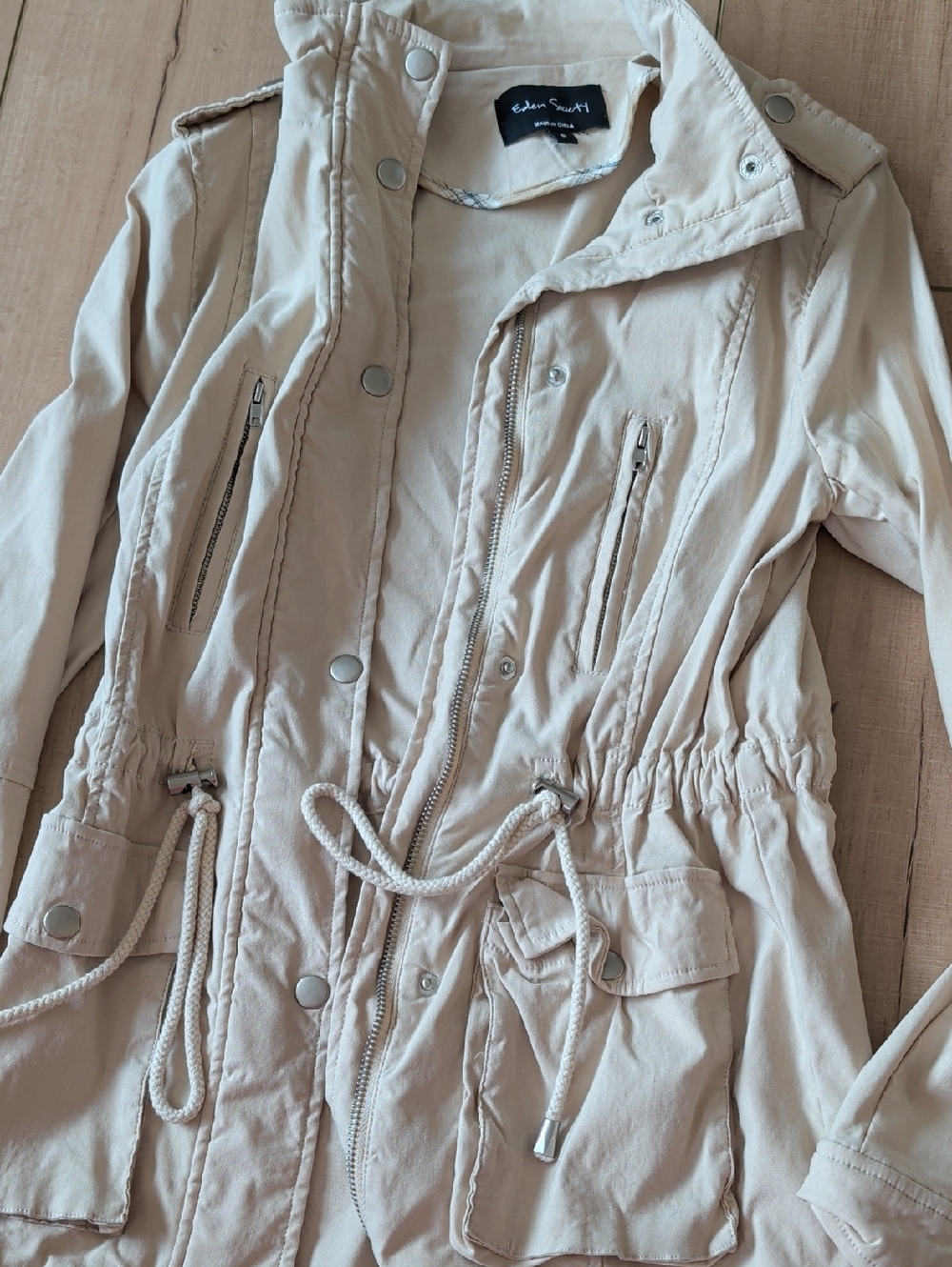Eden society Women's Cream Utility Anorak Jacket